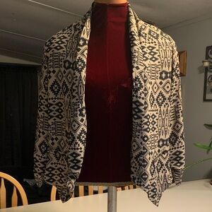 Weareber Patterned Black and TanWomen's Open Cardigan